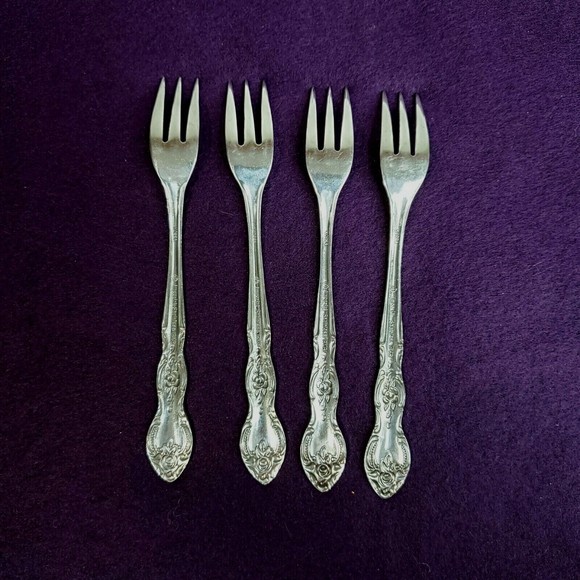 4 Imperial International Stainless Steel Seafood Forks 18CR Floral Scrolls 5.75" - Picture 2 of 4